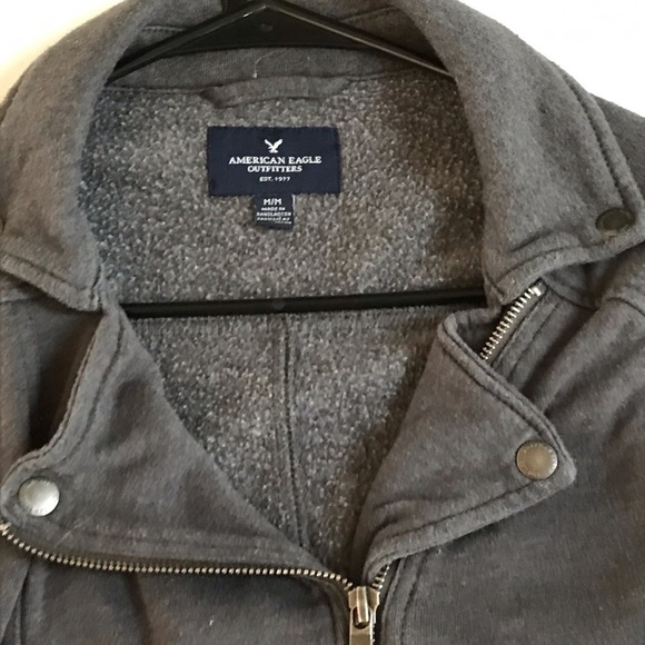 American Eagle Outfitters size medium gray jacket Moto style with snaps - Picture 2 of 11